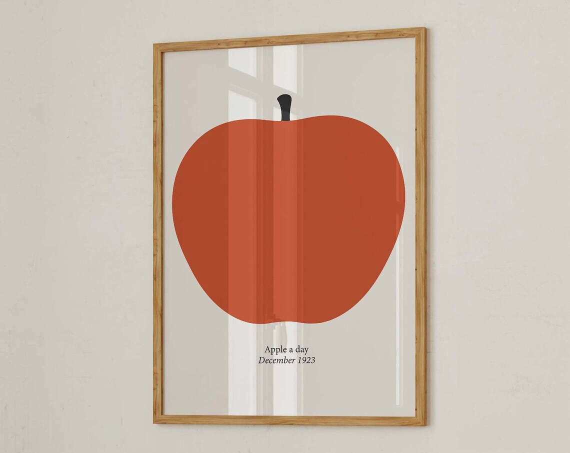 Apple A Day December 1923 Retro Red Fruit Minimalist Large Poster - Image 3