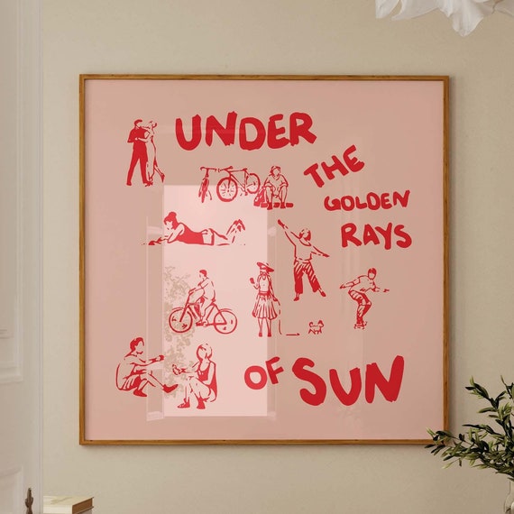 Pink And Red Poster Exhibition Poster Square Wall Art Exhibition Pink Red Print Square Wall Art Pink Hand Drawn Sketch