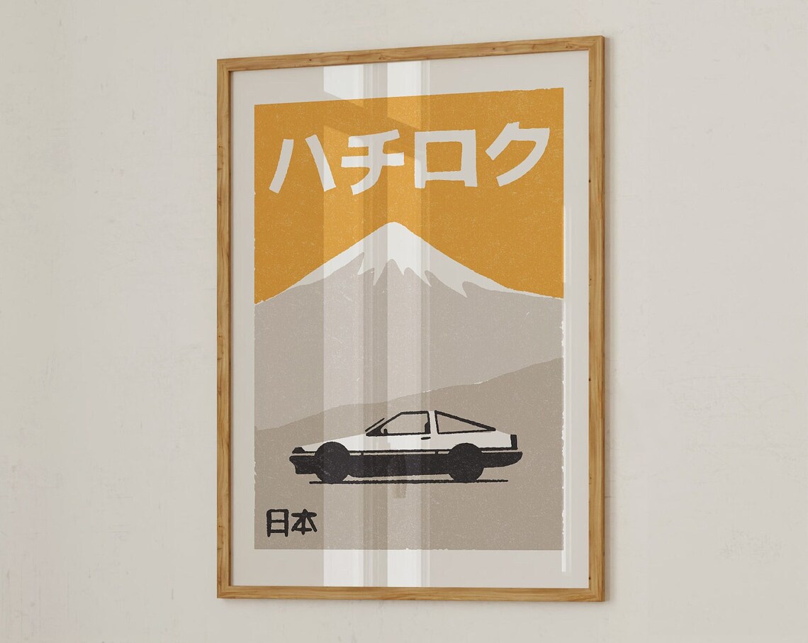 Toyota AE86 Hachiroku Mount Fuji Retro Japanese Car Poster JDM - Image 3