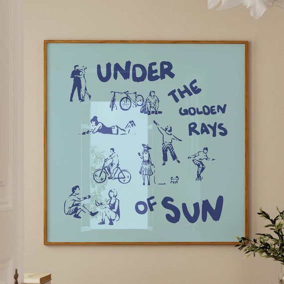 Blue Trendy Print Exhibition Poster Square Wall Art Exhibition Blue Print Square Wall Art Blue Hand Drawn Sketch