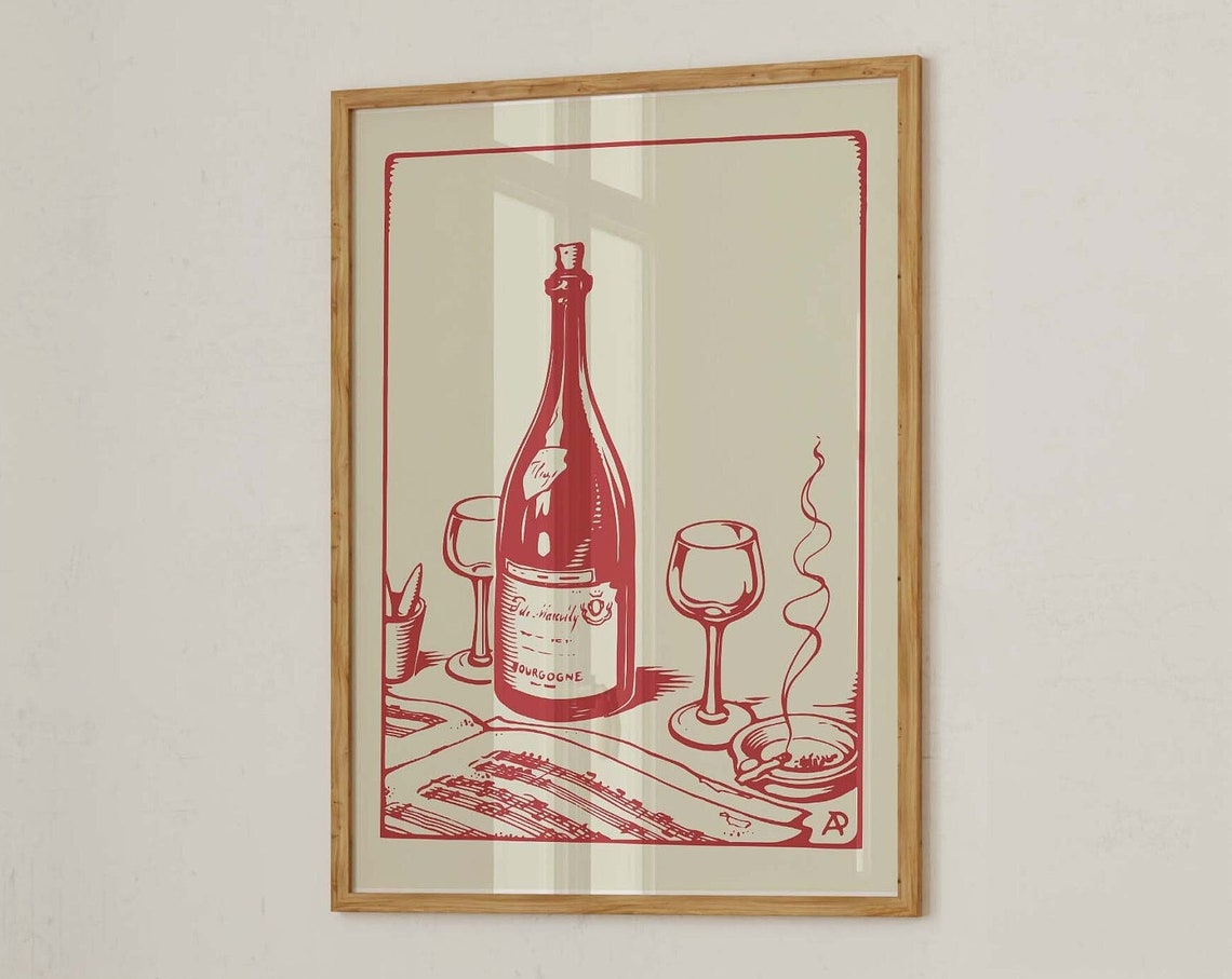 Vintage Food Poster Wine Print Retro Food Art Mid Century Modern Print Paris Poster French Print Modern Contemporary Art Print - Image 2