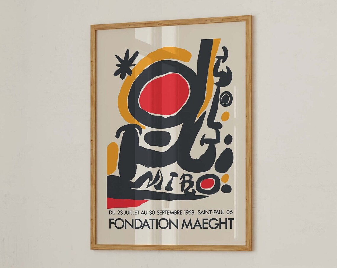 Joan Miro Fondation Maeght 1968 Exhibition Black Red Gold Art Poster - Image 3