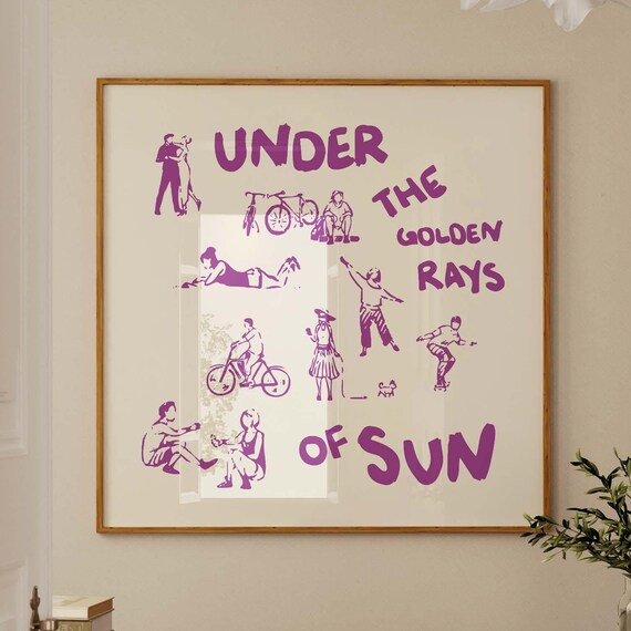 Under the Golden Rays of Sun Magenta Summer Square Art Poster