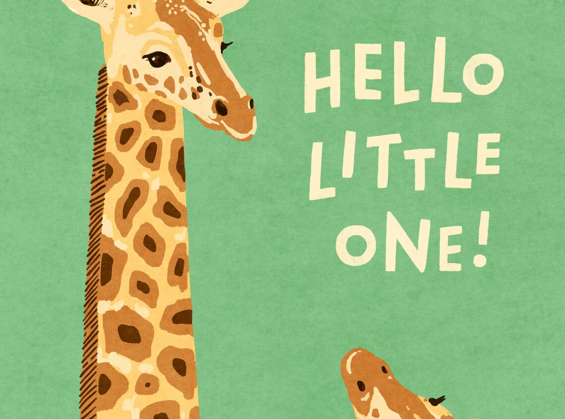 Hello Little One Baby Giraffe Illustration Art Print - Image 2