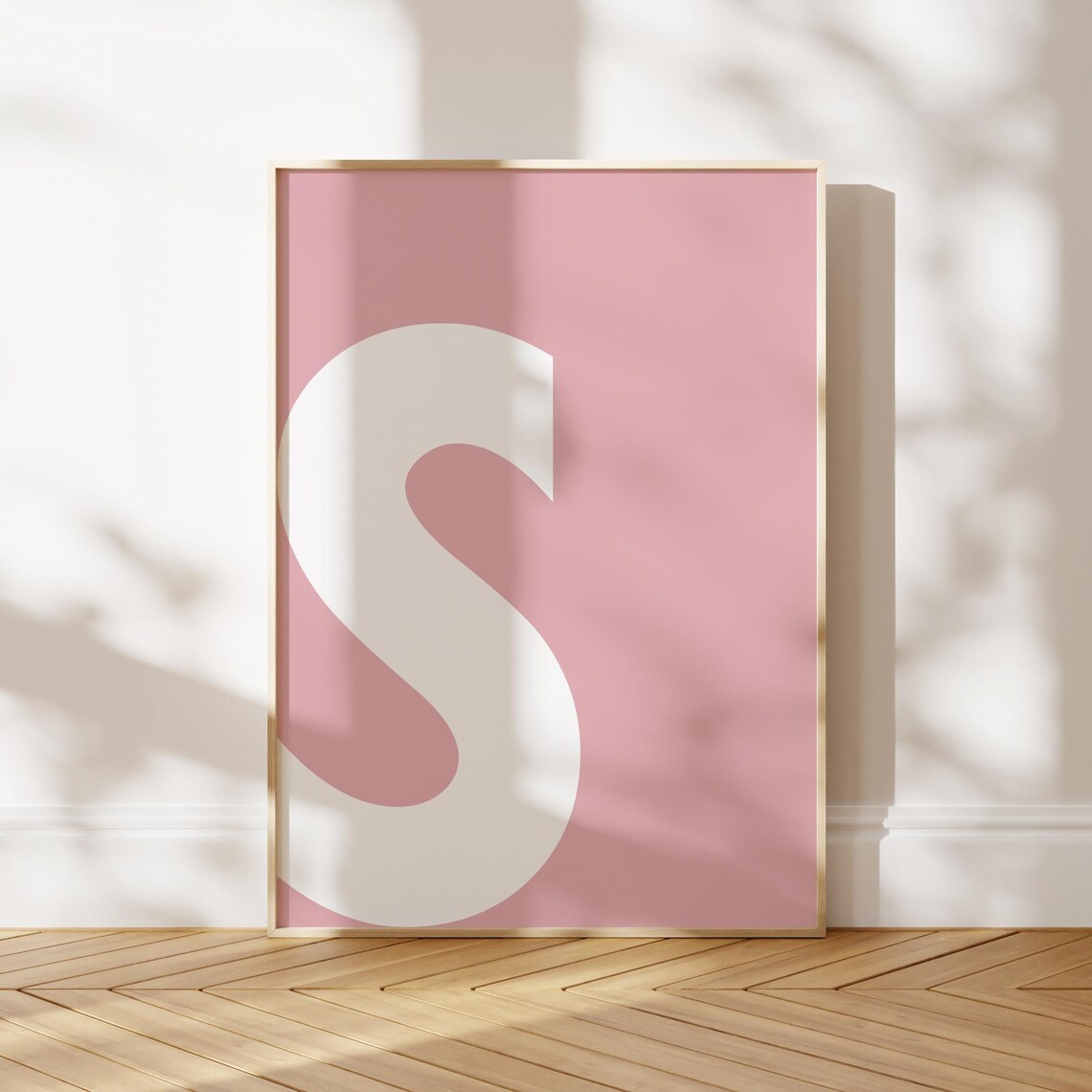 Capital Initial S Pink Monogram Alphabet Art Print