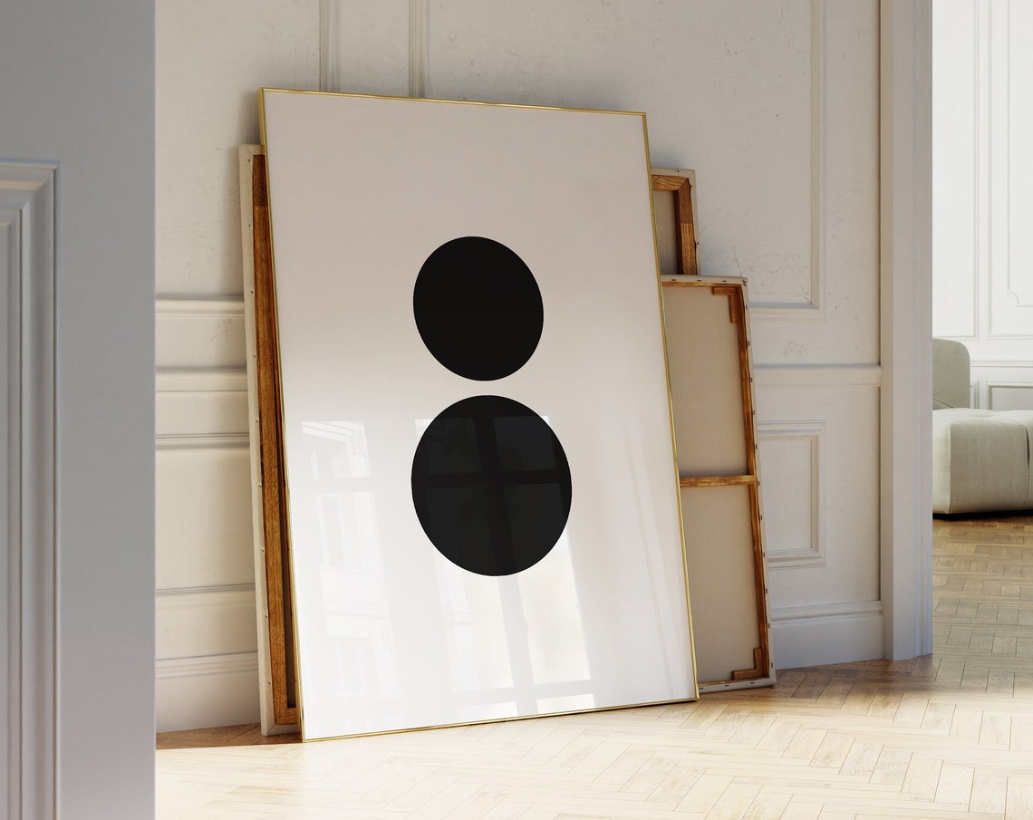 Black Double Circle Minimalist Abstract Bauhaus Geometric Poster - Image 3