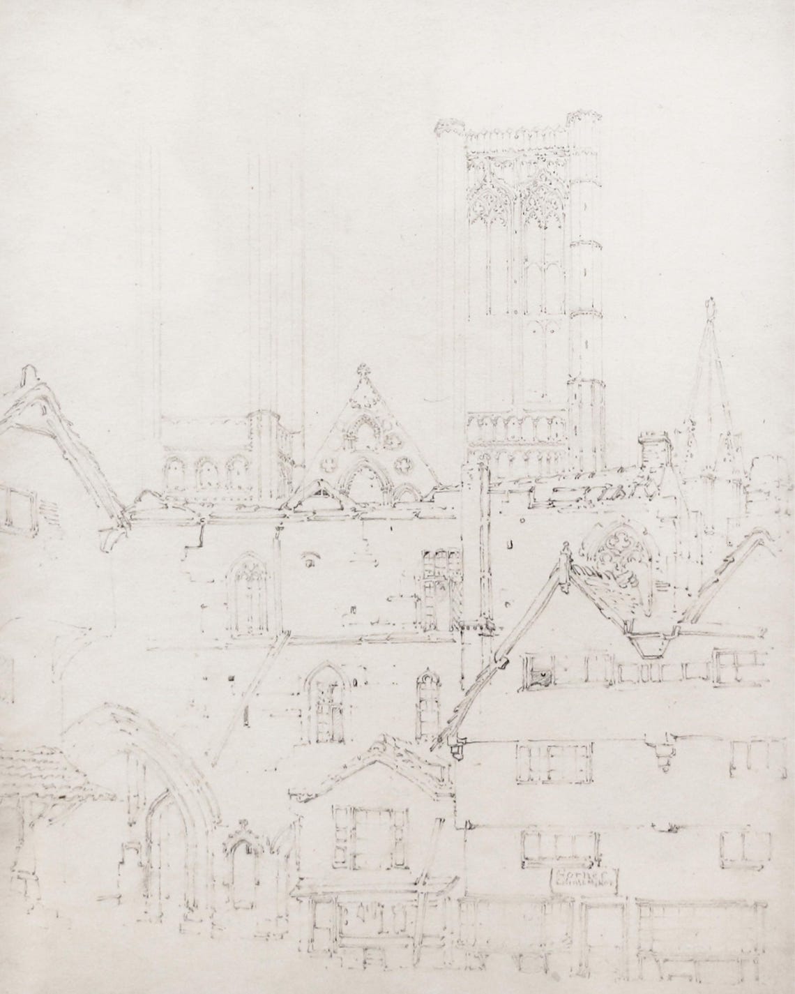 Antique Cathedral Sketch Detailed Architecture Etching Vintage Sketch Art Drawing Wall Art - Image 3