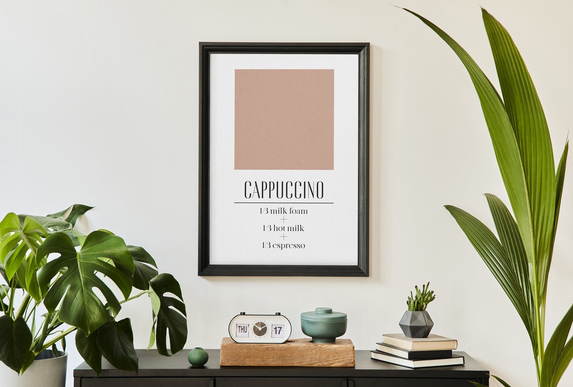 Cappuccino Coffee Recipe Milk Foam Espresso Minimalist Poster - Image 2