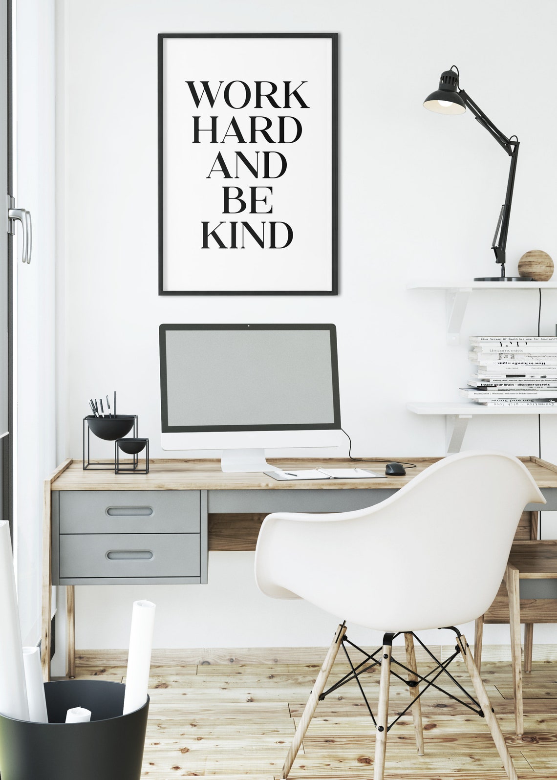 Work Hard and Be Kind Poster Motivational Office Wall Decor Gift - Image 3
