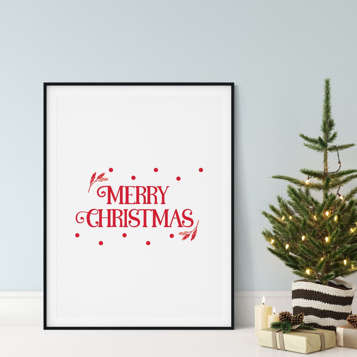 Merry Christmas Red Serif Minimalist Elegant Holiday Wall Poster - Image 5
