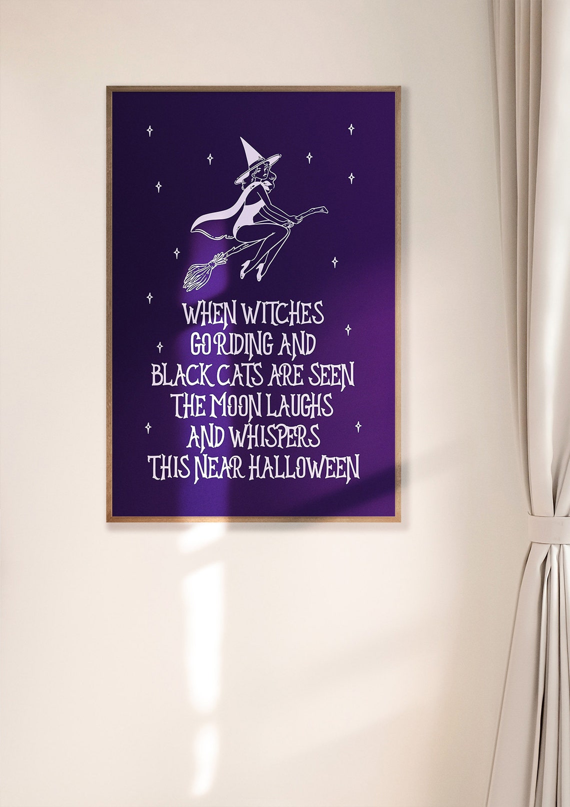 When Witches Go Riding Vintage Flying Witch Halloween Poem Poster - Image 5