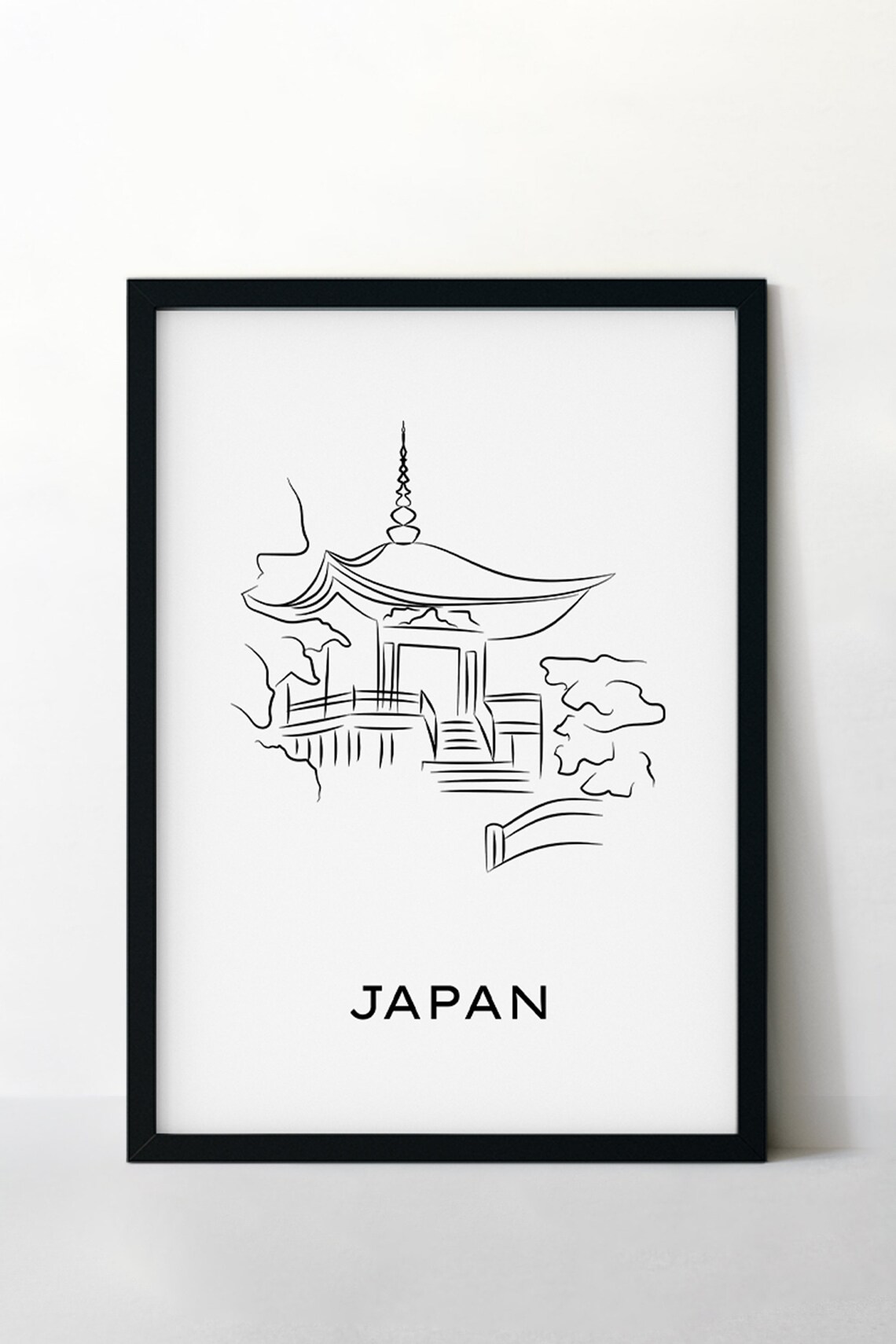 Japan Pagoda Line Art Minimalist Japanese Temple Travel Wall Poster - Image 4