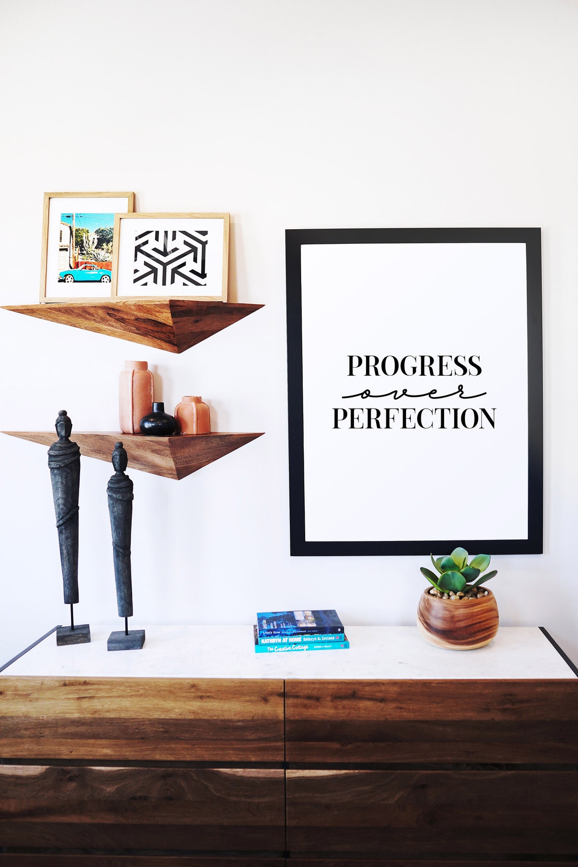 Progress Over Perfection Motivational Quote Minimalist Desk Poster - Image 4