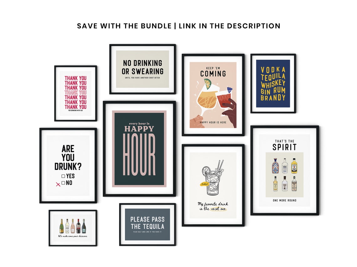 Lets Make Some Pour Decisions Funny Wine Bottle Bar Cart Wall Art - Image 2