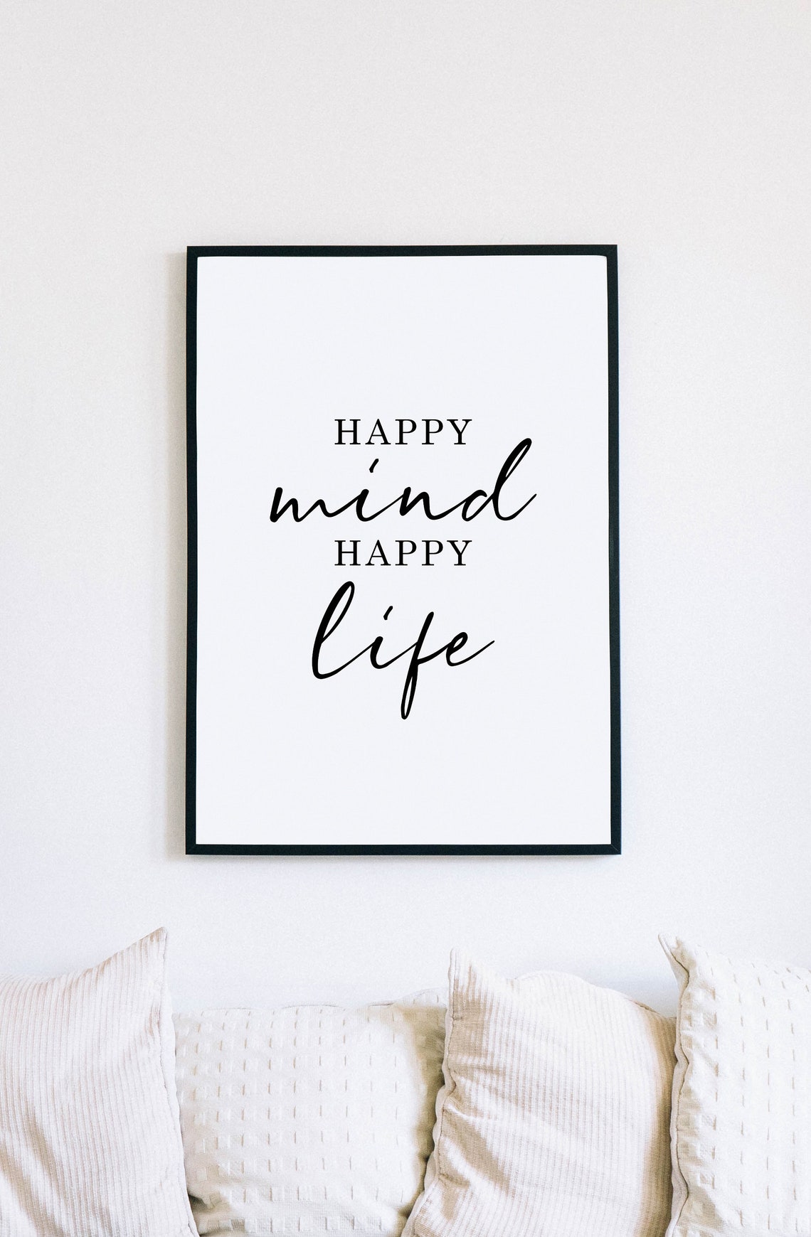 Motivational Poster Happy Mind Happy Life Mental Health Art Inspirational Quotes Minimalist Wall Art Law Of Attraction Self Care Art - Image 4