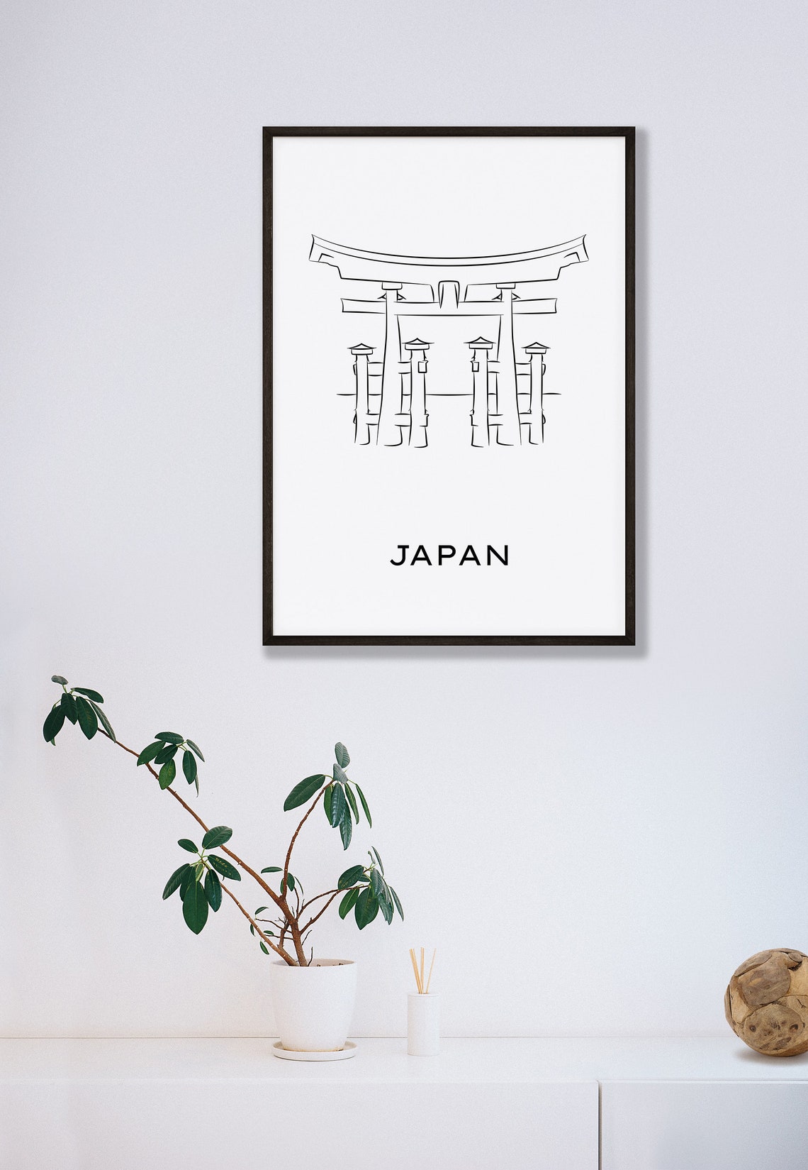 Japan Print Japanese Travel Poster Black And White Art City Poster Country Print Travel Art Prints Fine Line Print - Image 2