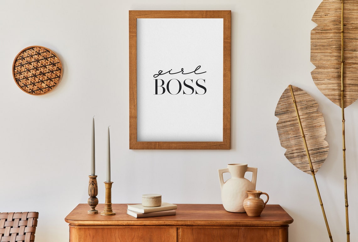 Girl Boss Feminist Print Mixed Script Serif Motivational Wall Decor - Image 3