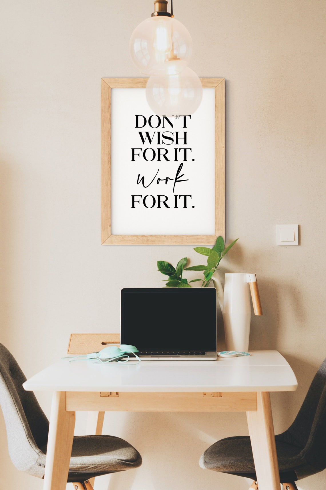 Don't Wish For It Work For It Bold Mixed Type Motivation Poster - Image 3