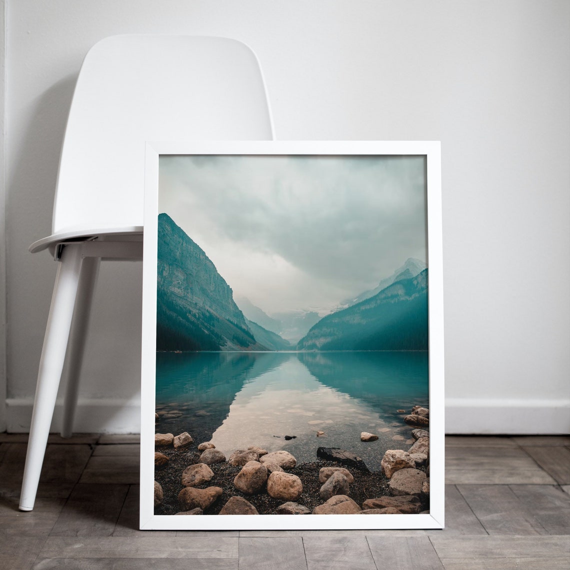 Misty Mountain Lake Reflection Poster Turquoise Alpine Scenery - Image 4