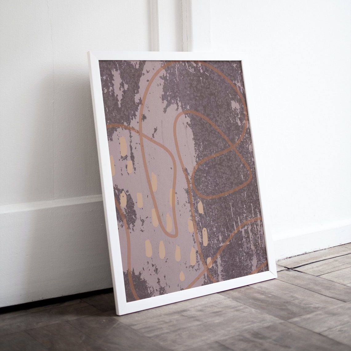 Abstract Scribble Poster Mauve Purple And Terracotta Line Art - Image 4