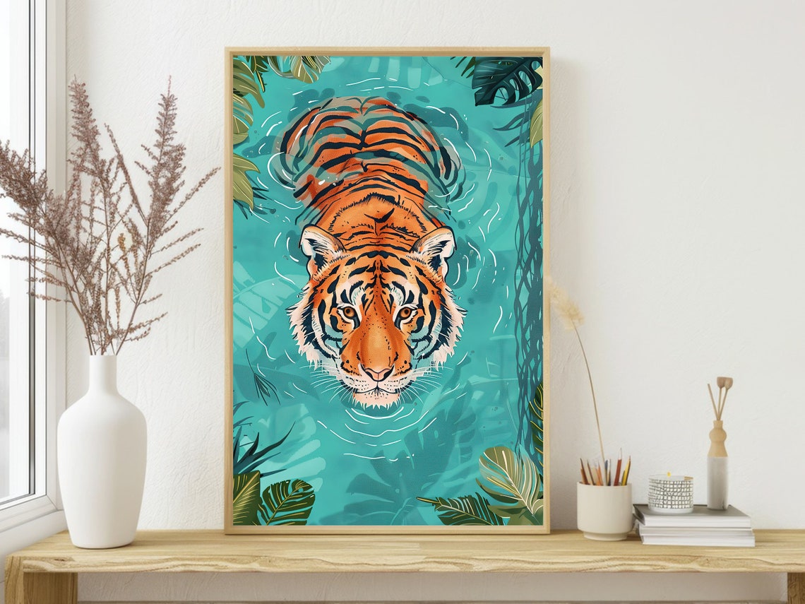 Matisse Tiger In Bathtub Painting Tiger Print Tiger Poster Print Bathroom Wall Art - Image 4