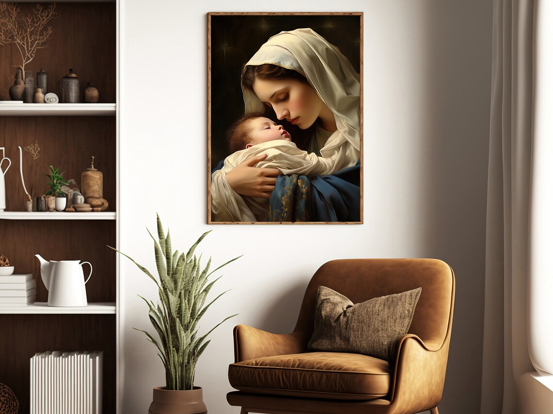 Virgin Mary And Baby Jesus, Christian Wall Art Print - Image 4
