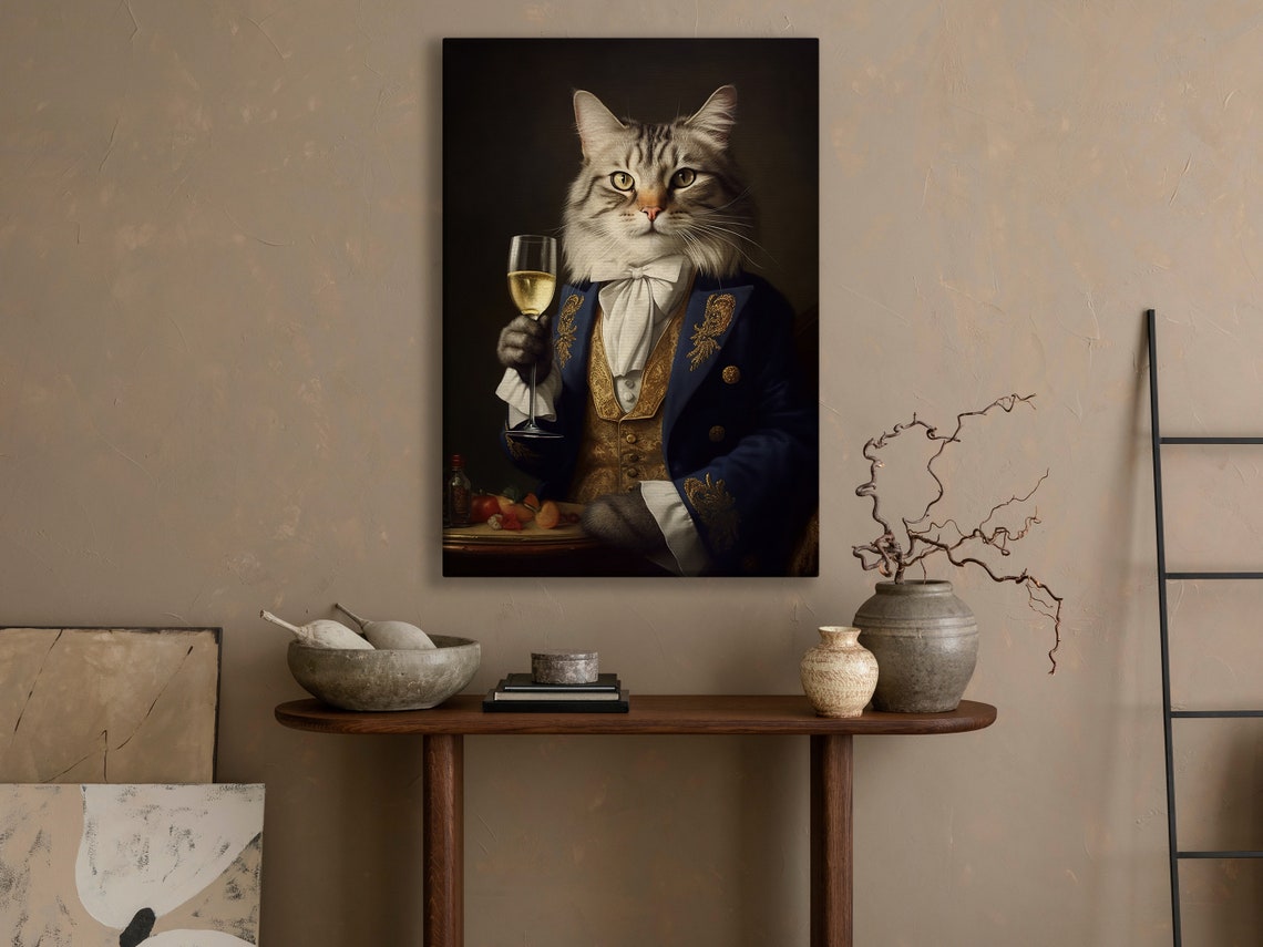 Gentleman Cat Navy Tailcoat Champagne Toast Royal Feline Poster - Image 4