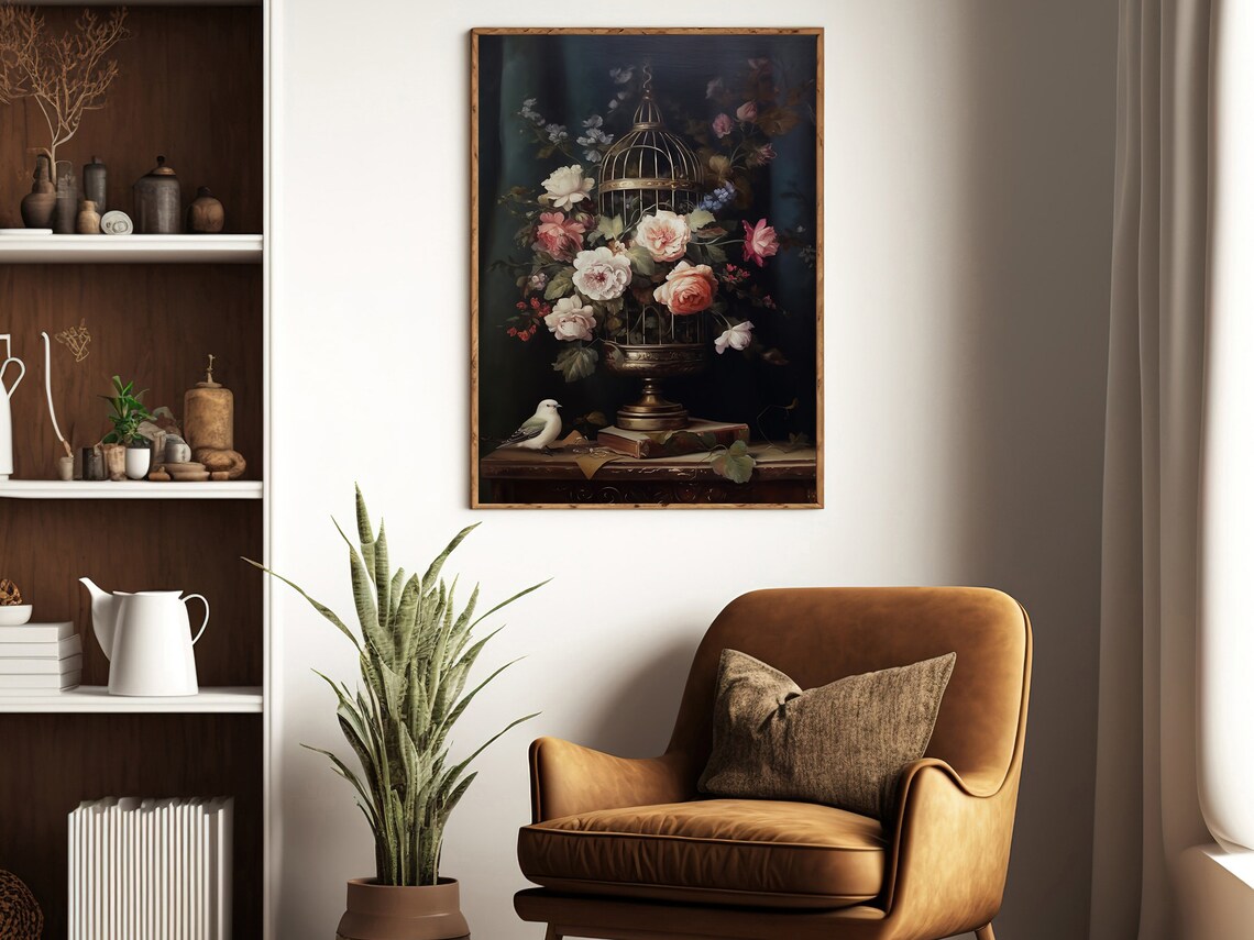 Vintage Flowers, Gothic Dark Academia Poster Print - Image 2