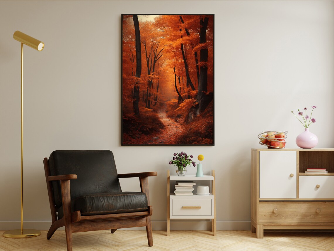Autumn Forest Path Painting, Fall Wall Decor - Image 3