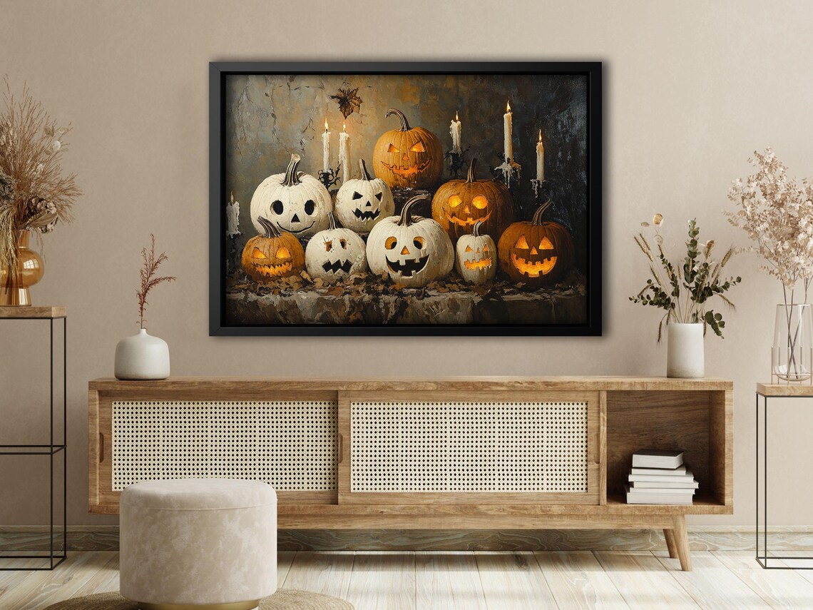 Cottage Candle Light and Pumpkin Witchy Halloween Poster - Image 4