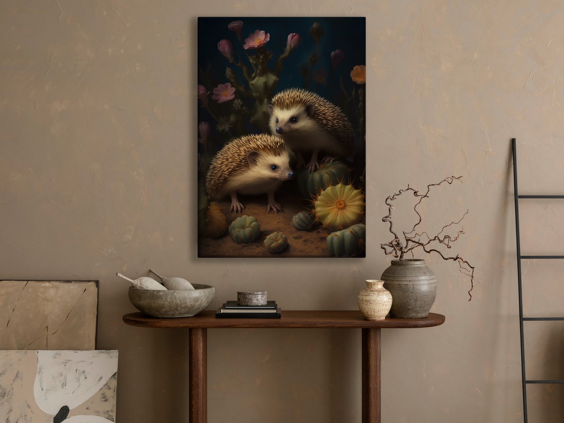 Vintage Hedgehog Painting Retro Hedgehog Art Print Hedgehog Print Wild Animal Art Print Animal Poster Print Animal Painting - Image 3