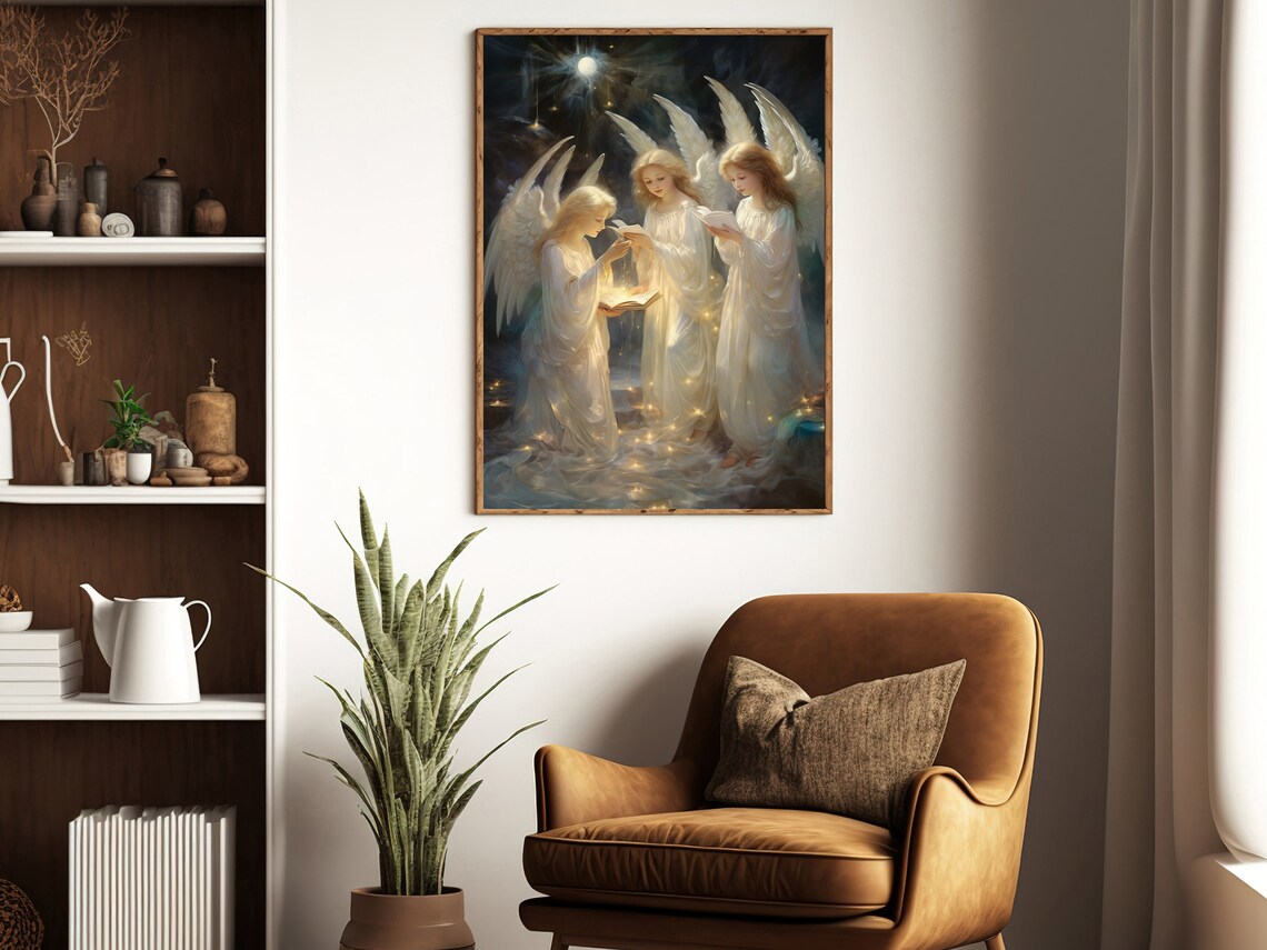 Vintage Angel Carolers Art Print, Angel Wall Decor - Image 4