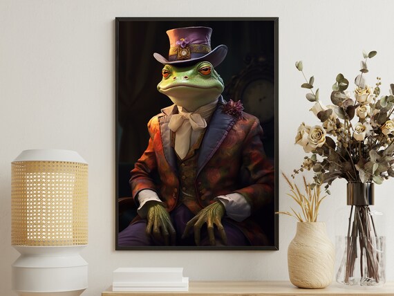 Dandy Frog Top Hat Victorian Gentleman Suit Portrait Art Poster