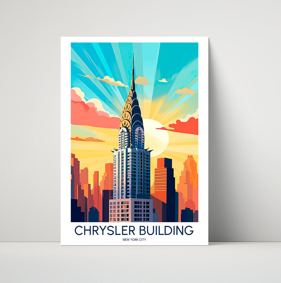 Chrysler Building New York City Art Deco Sunrise Travel Poster