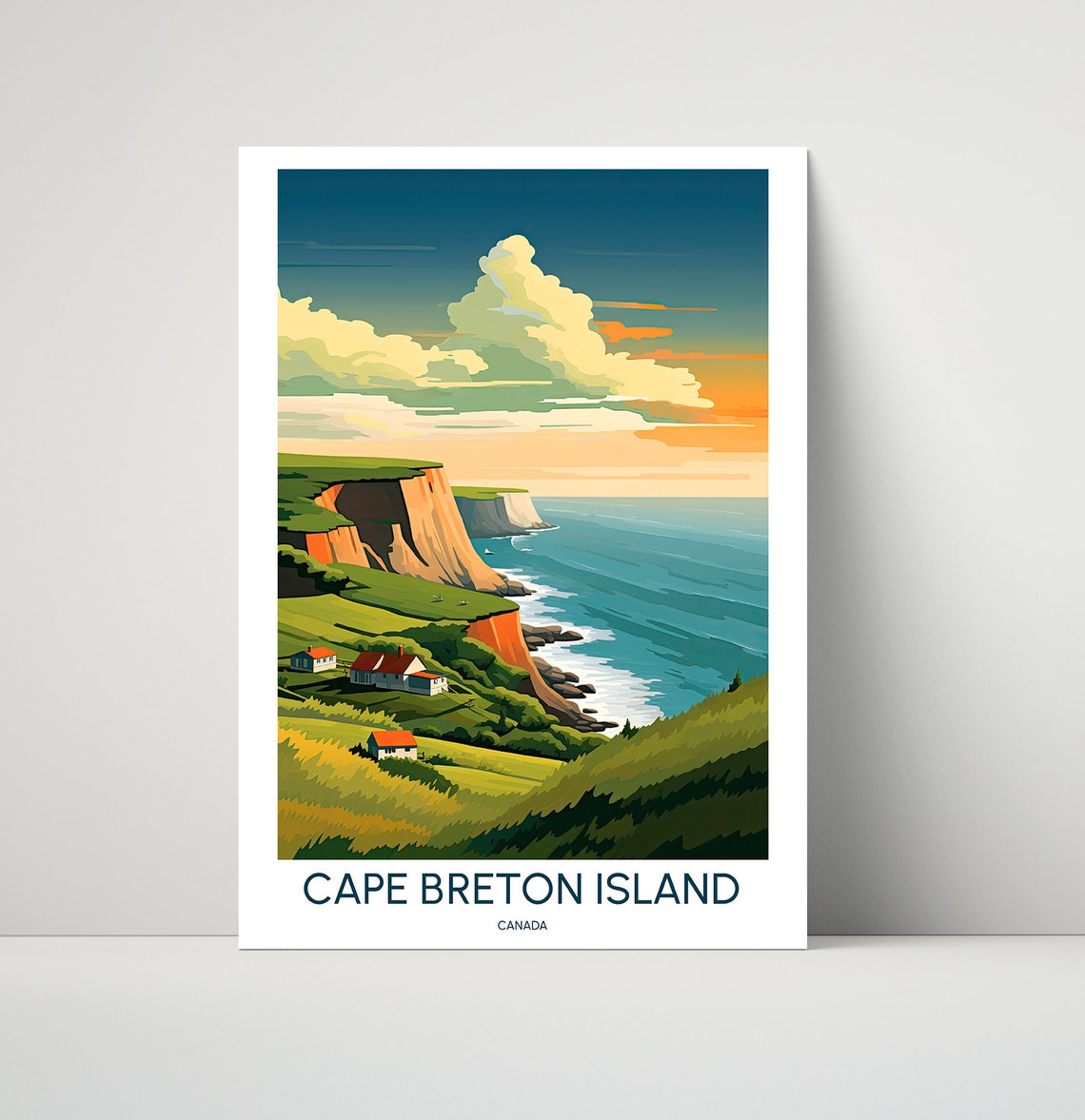 Cape Breton Island Canada Coastal Cliffs Scenic Travel Poster