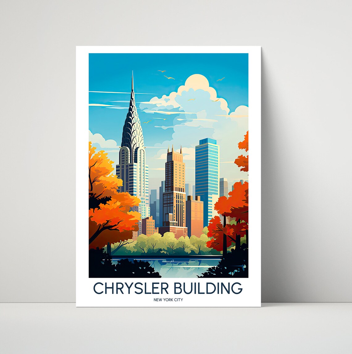 Chrysler Building New York City Autumn Skyline Travel Poster
