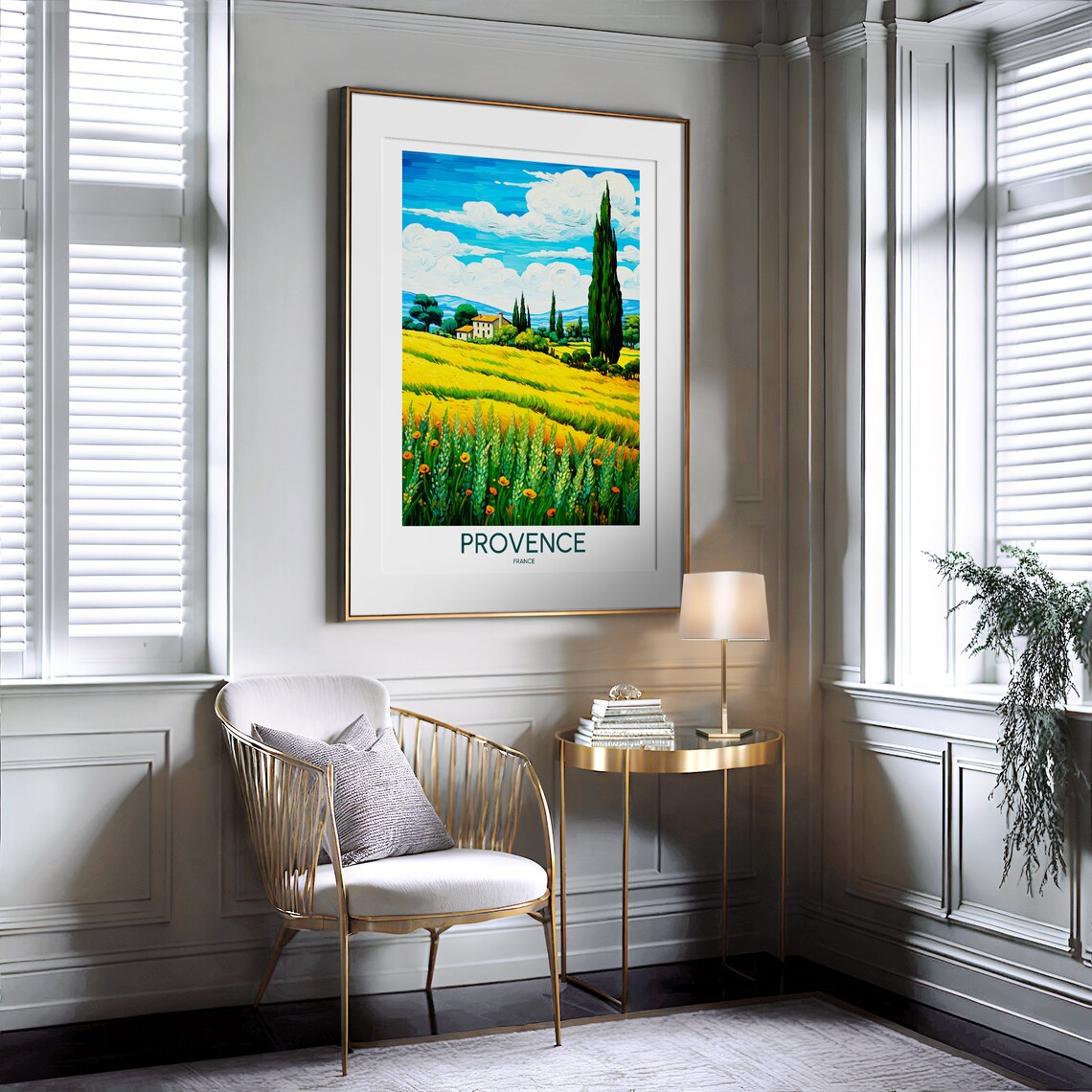 Provence France Golden Wheat Field Cypress Tree Travel Poster - Image 2