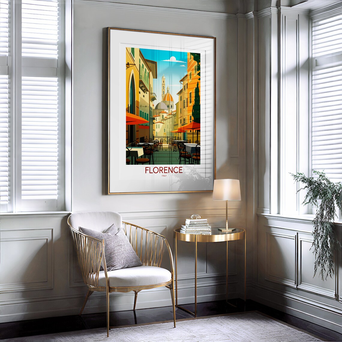 Florence Italy Duomo Cathedral Street Cafe Vintage Travel Poster - Image 2