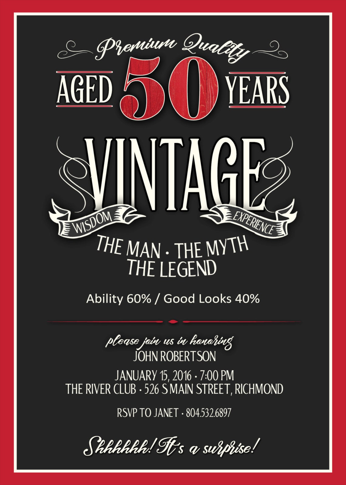 50th Birthday Whiskey Label, Aged To Perfection - Image 4
