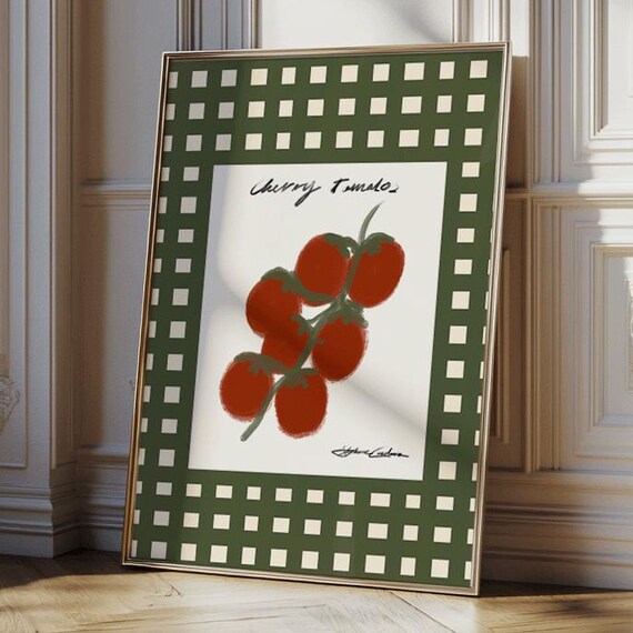 Vintage Cherry Tomatoes, Mid-Century Modern Art Print