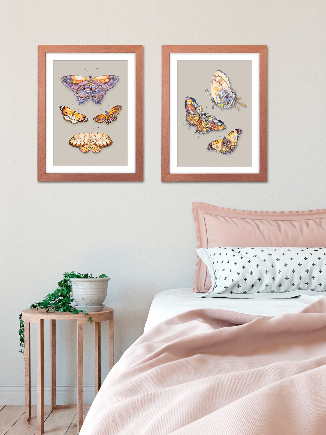 Four Colorful Watercolor Butterflies Purple Orange Gold Art Poster - Image 2