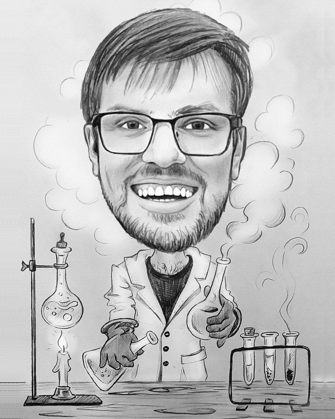 Custom Chemistry Teacher Pencil Caricature From Photo Poster - Image 5