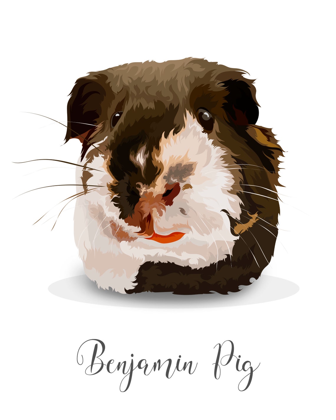 Custom Watercolor Guinea Pig Portrait With Pumpkin Named Penny Poster - Image 5