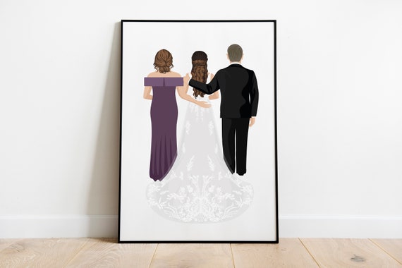 Custom Wedding Family Portrait Mother Daughter Groom Wedding Poster