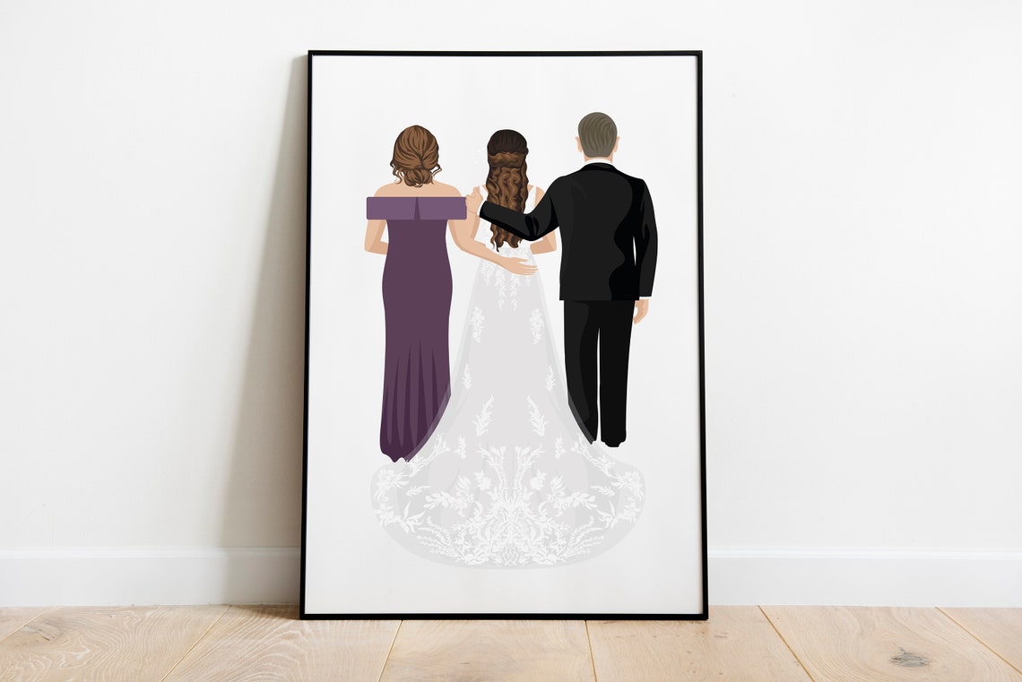 Custom Wedding Family Portrait Mother Daughter Groom Wedding Poster