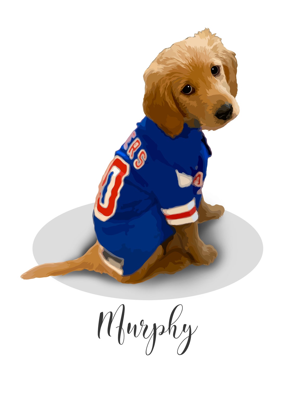 Smokey the Gray Puppy Custom Vector Pet Portrait Name Poster - Image 5