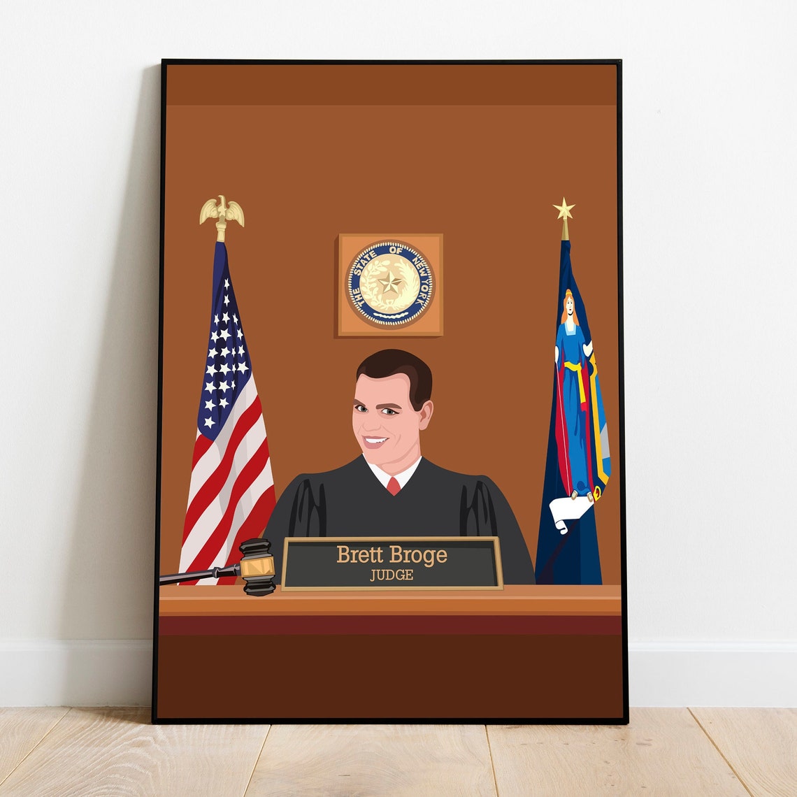 Personalized Judge Portrait Custom Courtroom Gavel Gift Poster