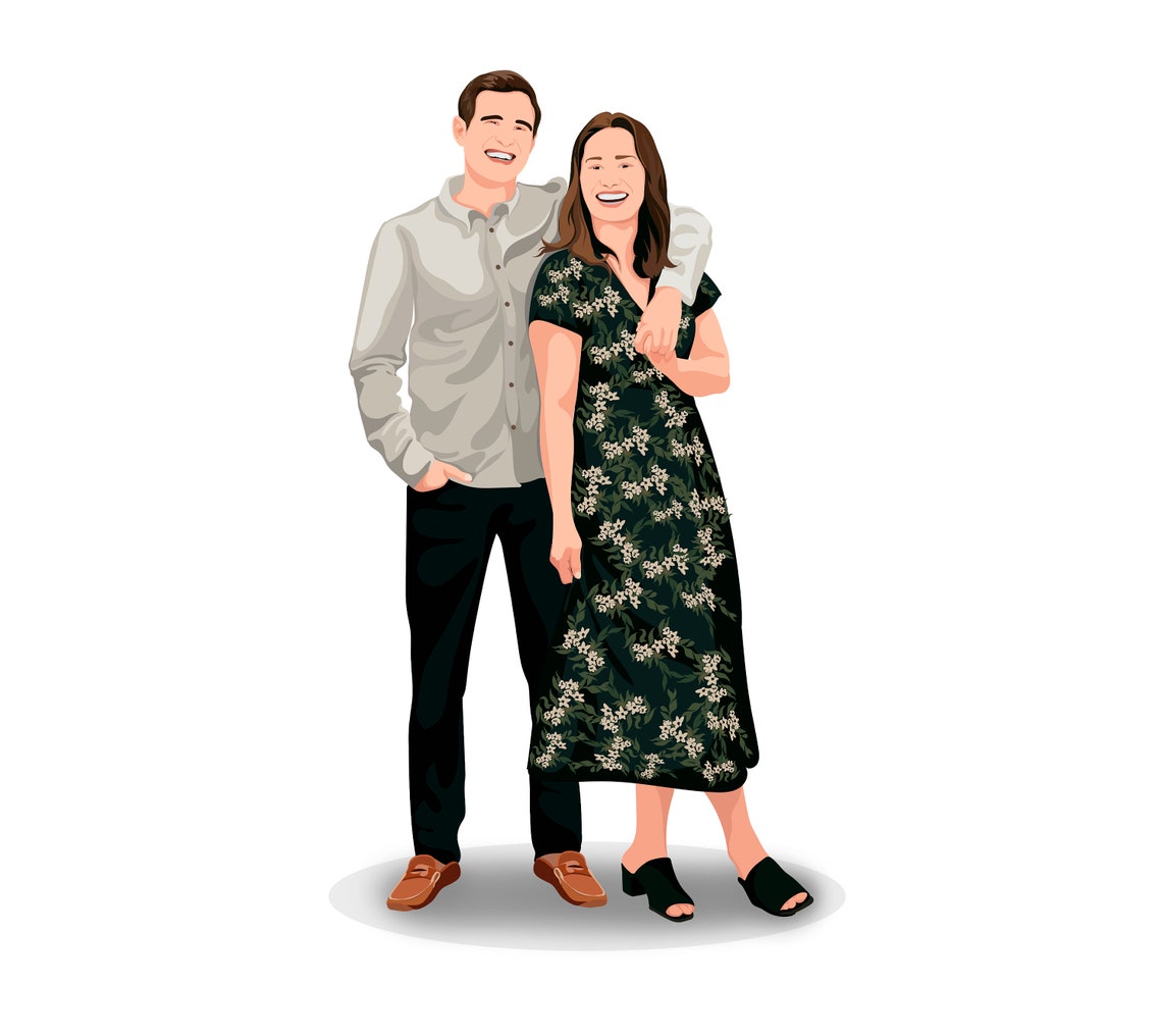 Custom Couple Portrait Illustration Personalized Anniversary Print - Image 5
