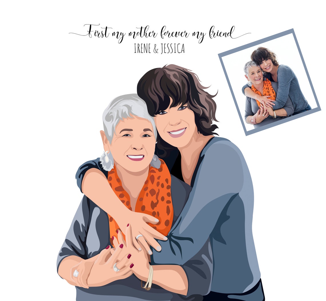 Custom Mother Daughter Beach Hug Love You Mom Art Gift Poster - Image 5