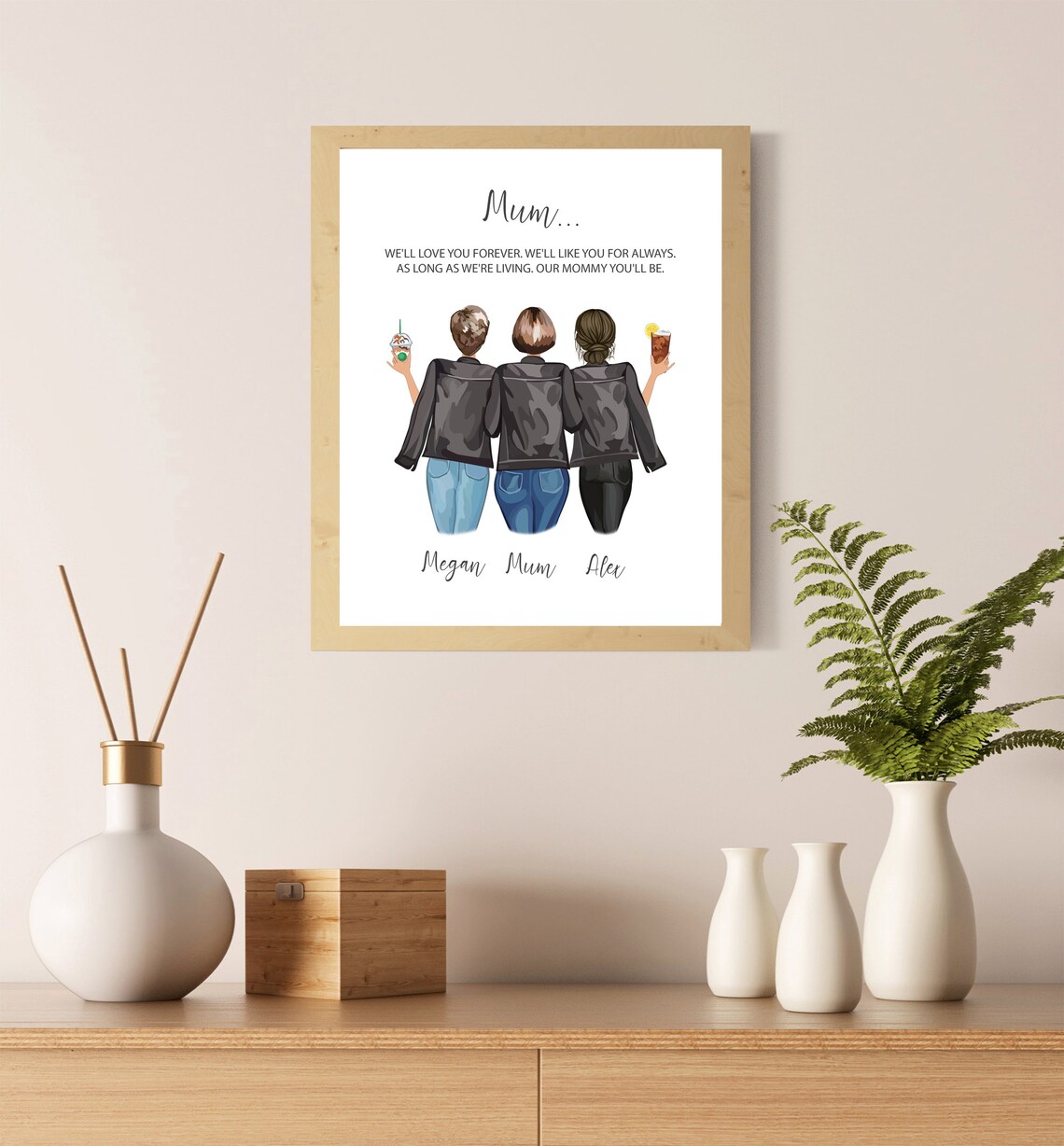 Funny Custom Family Portrait Print for Mum Birthday Gift Keepsake - Image 5